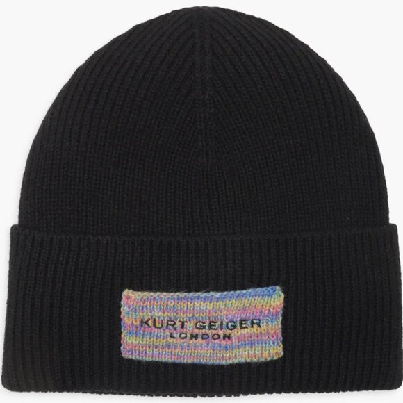 Kurt Geiger Knit Logo Beanie Hat - Rainbow Patch - Picture 2 of 2